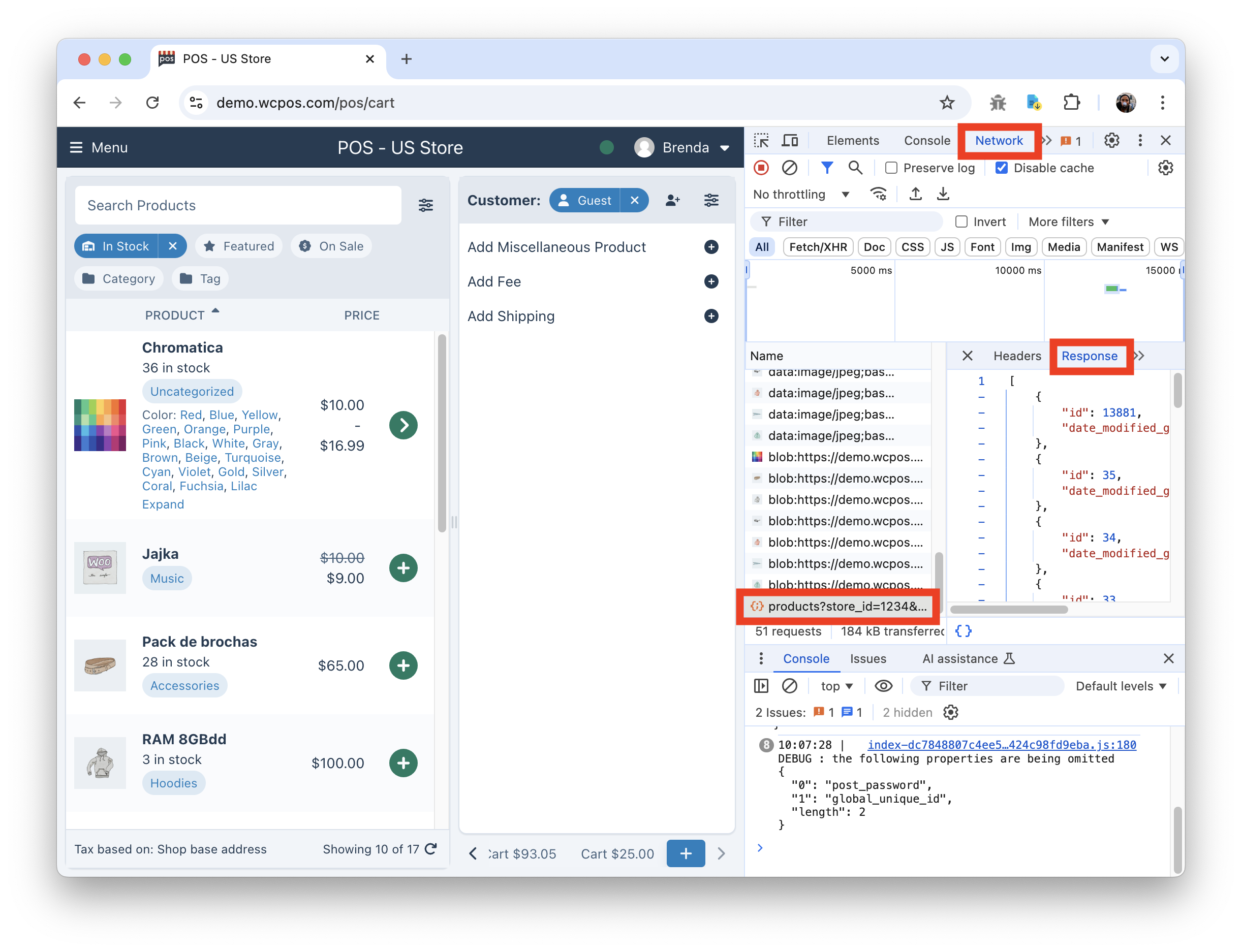 Network Inspector in the browser